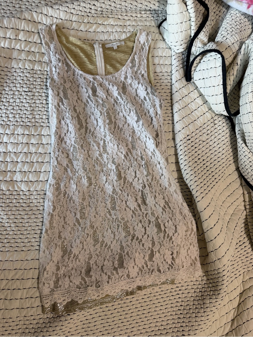 Vintage Miss Me Cream Lace Overlay Mini Dress